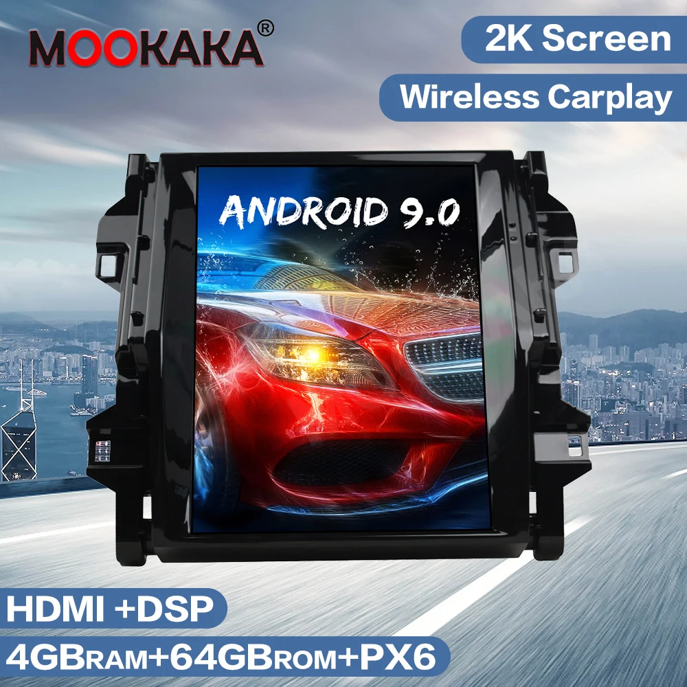 

Tesla Style Android 9.0 Car Multimedia Player GPS Navigation For Toyota Fortuner 2016-2019 Audio Auto Stereo Radio PX6 Head Unit