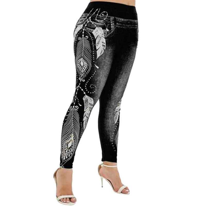 

Ladies Jeans Leggins Women High Waist Leggings 3D Printed Pants Fitness Leggings Gym Casual Denim Legging Legins
