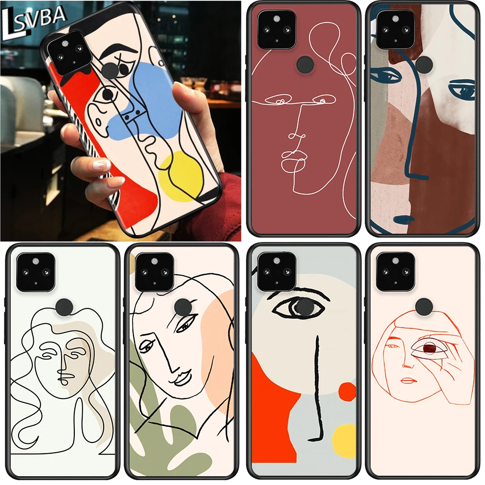 

Minimalist Face artwork sketch Shockproof Cover for Google Pixel 5 4 4A XL 5G Black Phone Case Shell Soft Fundas Coque Capa