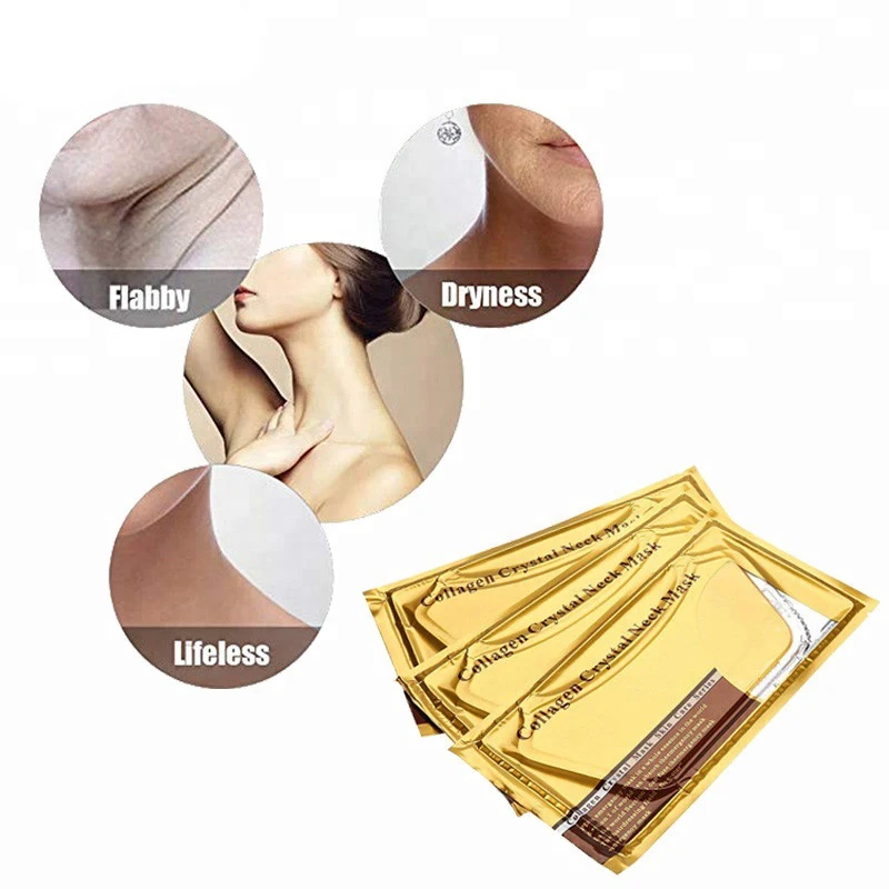 

1000Pairs = 2000PCS DHL Gold Collagen Neck Mask Crystal Powder Whitening Anti-Aging Neck Care Moisturizing Remove Neck Wrinkles