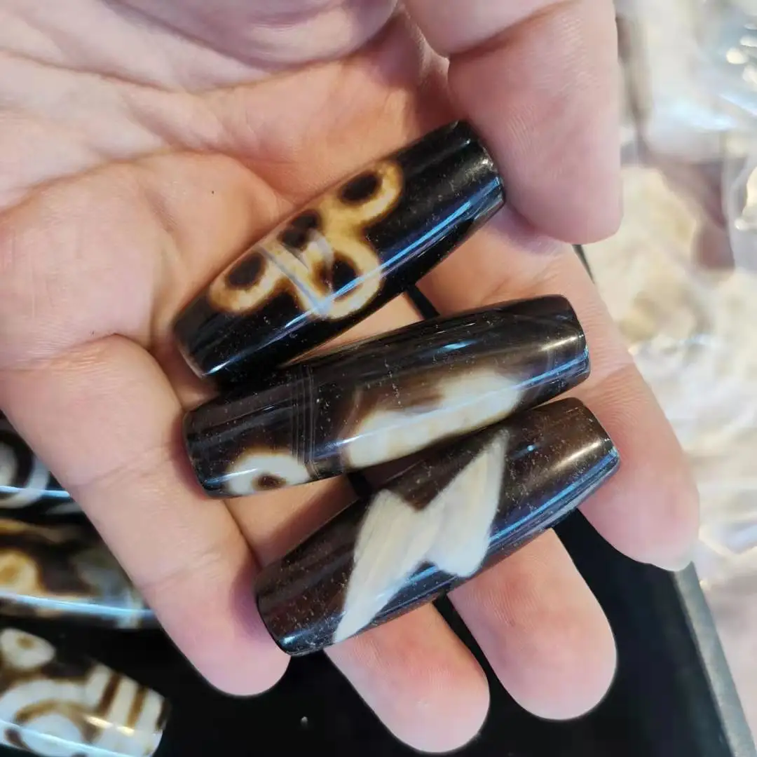 

10pcs/lot Tibetan Dzi special yellow totem Natural agate wholesale jelly Coffee brown perfect Wrapped silk Thread beads tak