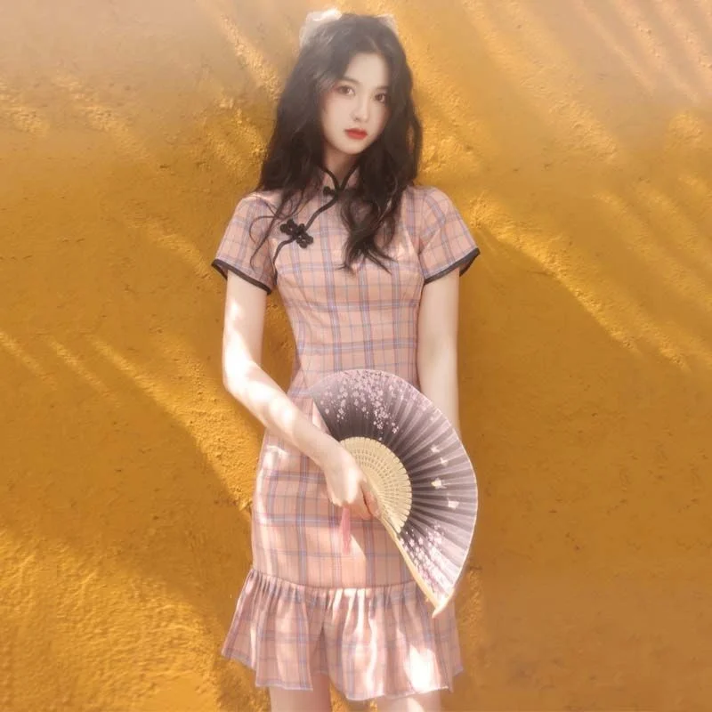 

Harajuku Fish Tail Girl Qipao Hanfu Women Modern Chinese Dress Traditional Eleganti Cheongsam Robe Orientale Retro Vestido Chino