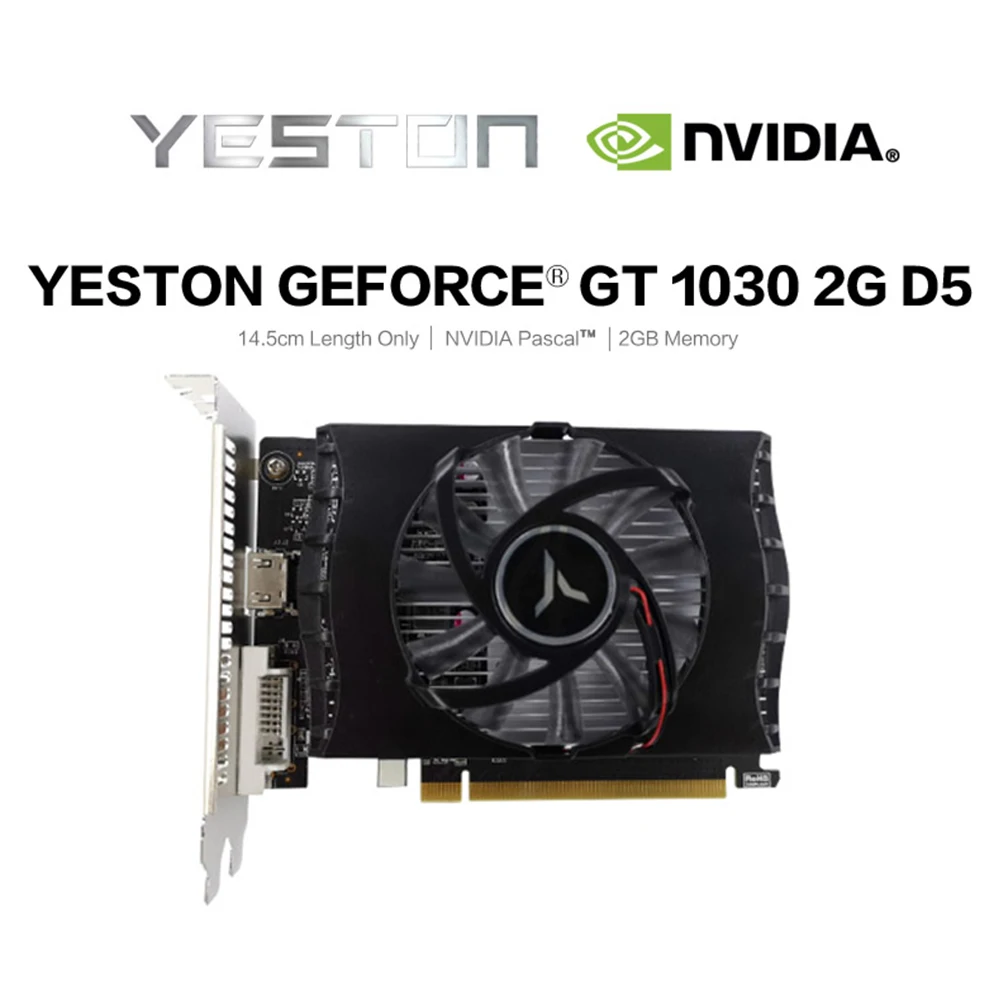 Yeston GeForce GT 1030 GPU 2 ГБ GDDR5 64 бит игровой настольный компьютер ПК видеокарты Поддержка PCI-E X4 3,0