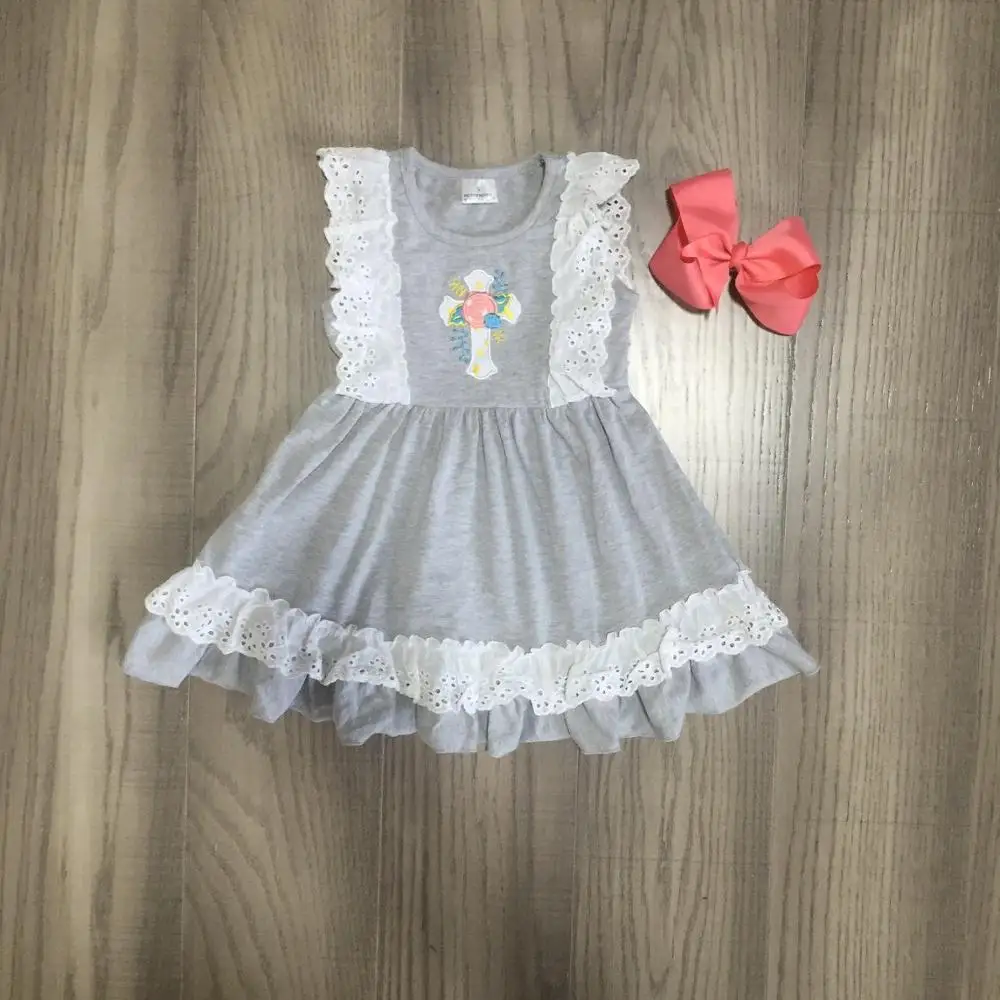 baby girls Easter dress spring sleeveless with cross print lace truck bow | Детская одежда и обувь