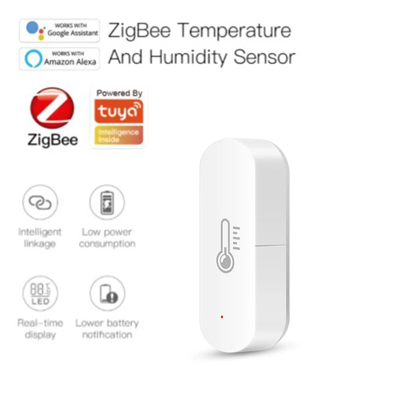 

Умный беспроводной термометр Tuya ZigBee, электрический детектор, гигрометр, термометр с дистанционным управлением через приложение Alexa Google