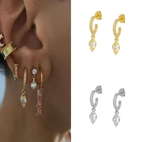 fashion jewelry gold silver color hoop earrings cz zircon drop ear rings for women gift pendientes mujer moda 2021