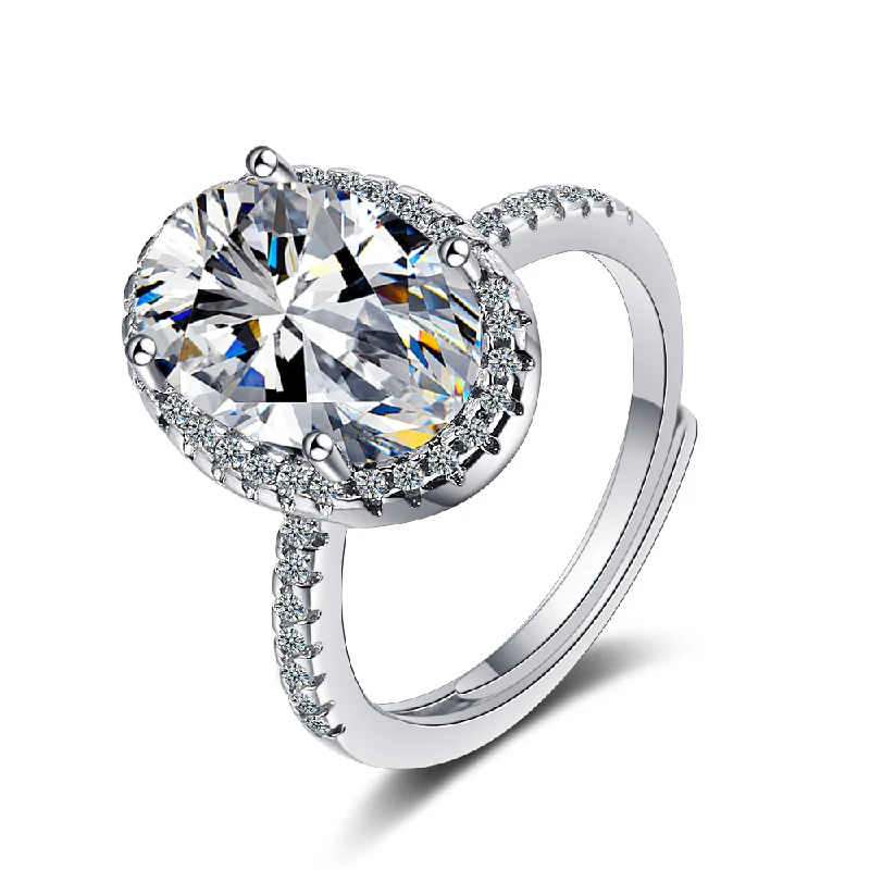 

Charm Rings 925 Silver Jewelry Oval Zircon Gemstones Open Finger Ring Ornaments for Women Wedding Promise Party Gift Wholesale