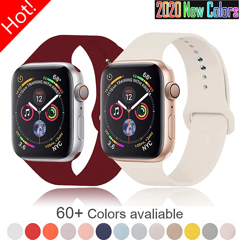 

Soft Silicone Band For Apple Watch Series 6 5 4 3 2 Se 38mm 42mm Rubber Watchband Strap For Iwatch 6/5 40mm 44mm