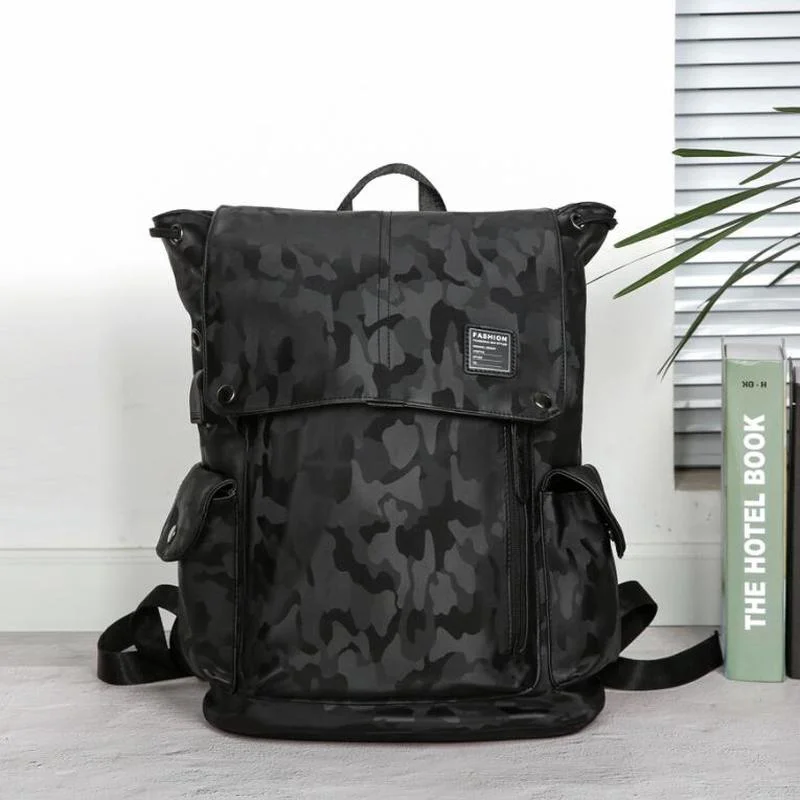 Мужской кожаный рюкзак с USB-портом rugзак, камуфляжный рюкзак для компьютера, повседневный большой рюкзак для путешествий, для школы, 2021
