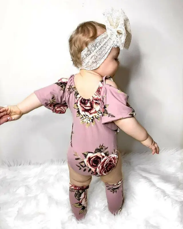 Милое боди для новорожденных девочек 0 24 м цветочный короткий рукав комбинезон