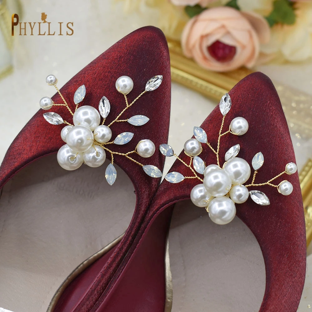 

GX24 Fashion Opal Pearl Shoes Decorative Clips Wedding Shoes Buckle Clip-on Women Bride High Heel Clips Charm Buckle Accessories