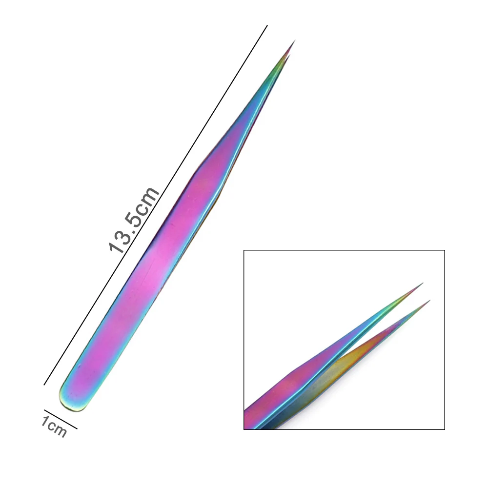 1 шт. Радуга Цвет прямые/Изогнутые Пинцет ногти искусство Стикеры Стразы ресниц