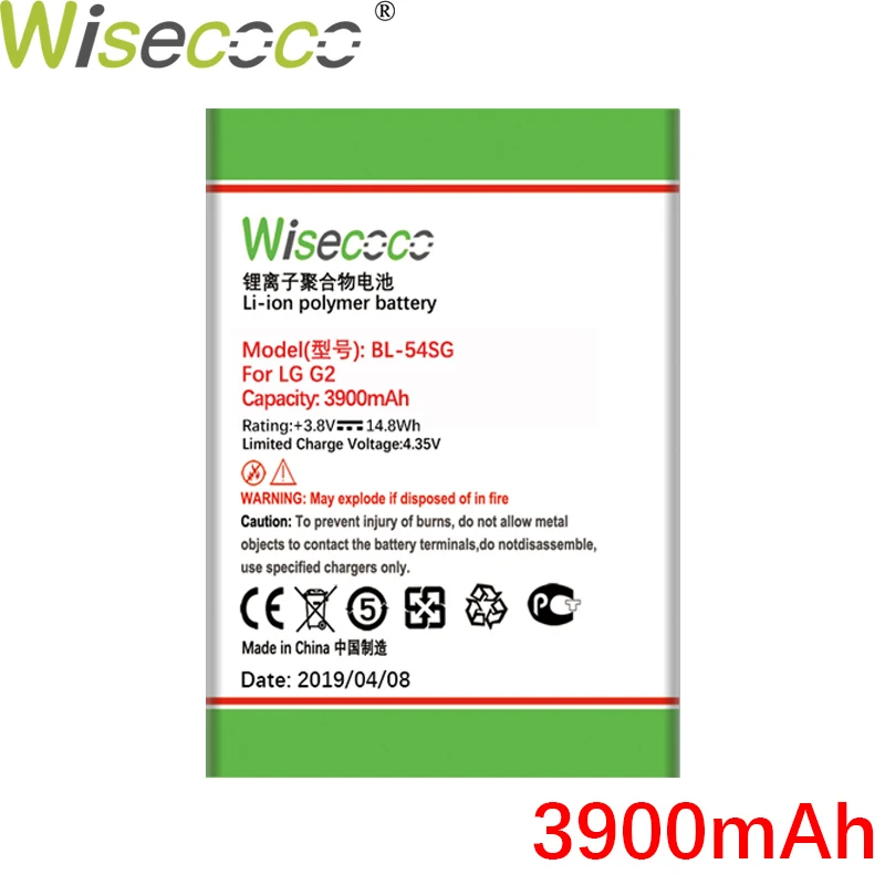 BL-54SG 3900mAh Wisecoco Батарея BL-52UH/BL-T32/BL-54SG/BL-46ZH/BL-44JN для LG K7 K8 K10 LTE P970 E615 E612 G2 E510 E730 L70 L65 Leon H340 - Цвет: BL-54SG 3900mAh