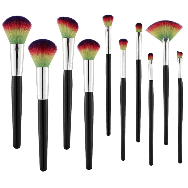 

10Pcs Color Makeup Brushes Set Eye Face Cosmetic Tools Fiber Hair Brush Wood Handle Professional Brushes Beauty