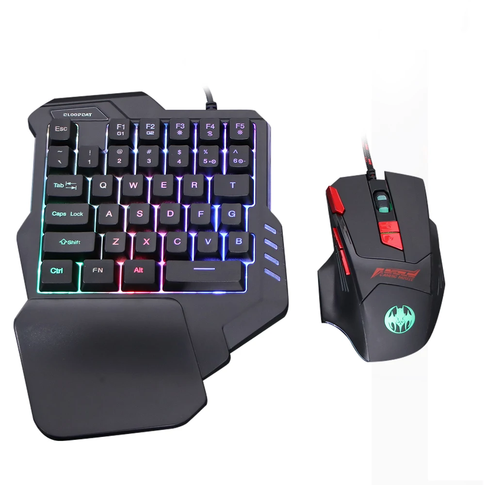 

Wired Backlight Keyboard Mouse Set One-handed Professional Gaming Keyboard Mini Portable Game Mouse for Eating Chicken Game