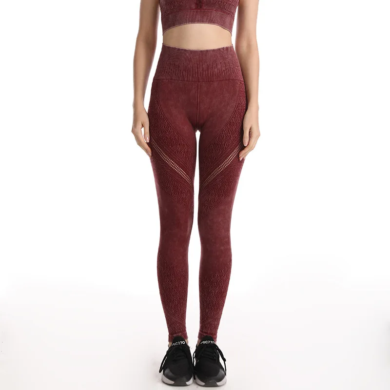 

Бесшовные Брюки для фитнеса женские быстросохнущие брюки для йоги дышащие брюки с вырезами эластичные спортивные Леггинсы с высокой талие...