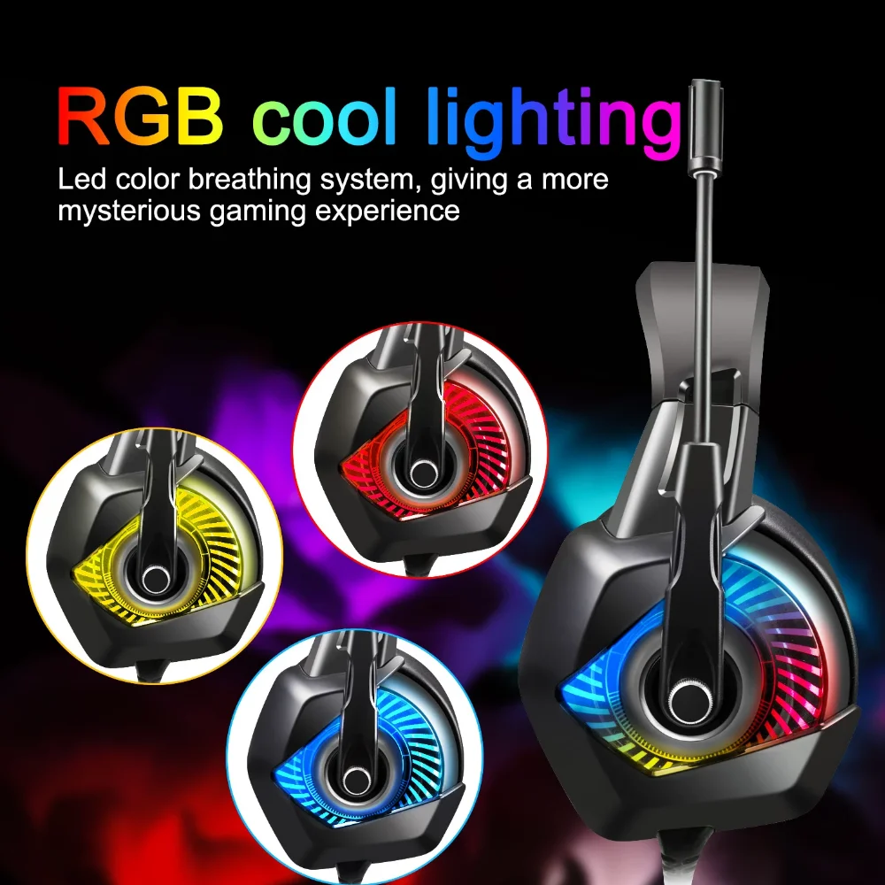 ONIKUMA K6 профессиональная игровая гарнитура с микрофоном RGB светодиодный ная