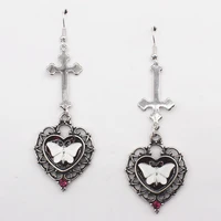2021 fashion gothic silver plated crossic earring punk charm women hollow heart butterfly dangle earring for women party jewelry