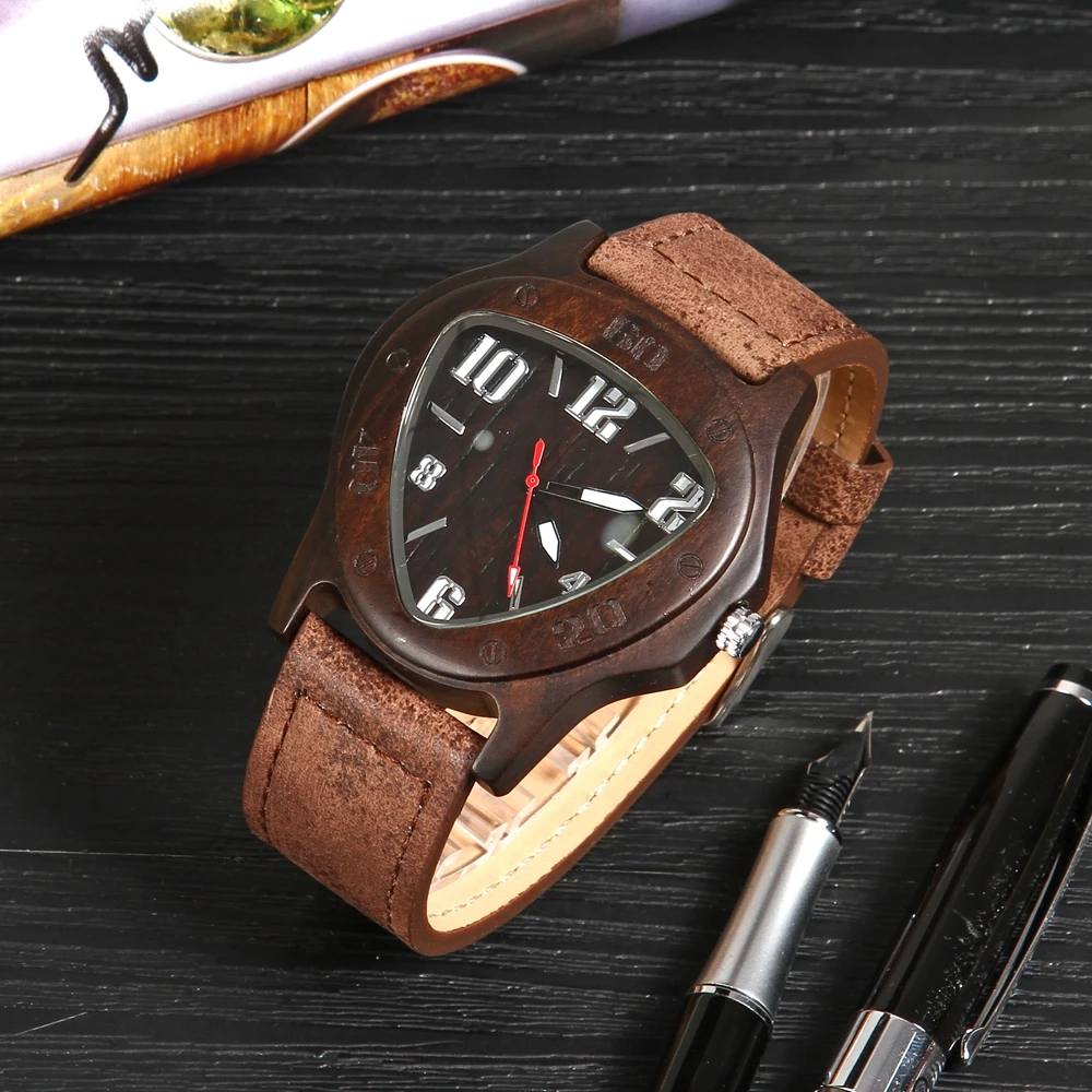 Мужские часы черные из натурального дерева мужские простые бамбуковые наручные