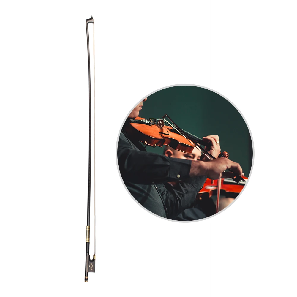 4/4 Скрипка Лук углеродное волокно круглая палочка эбеновая лягушка конский хвост