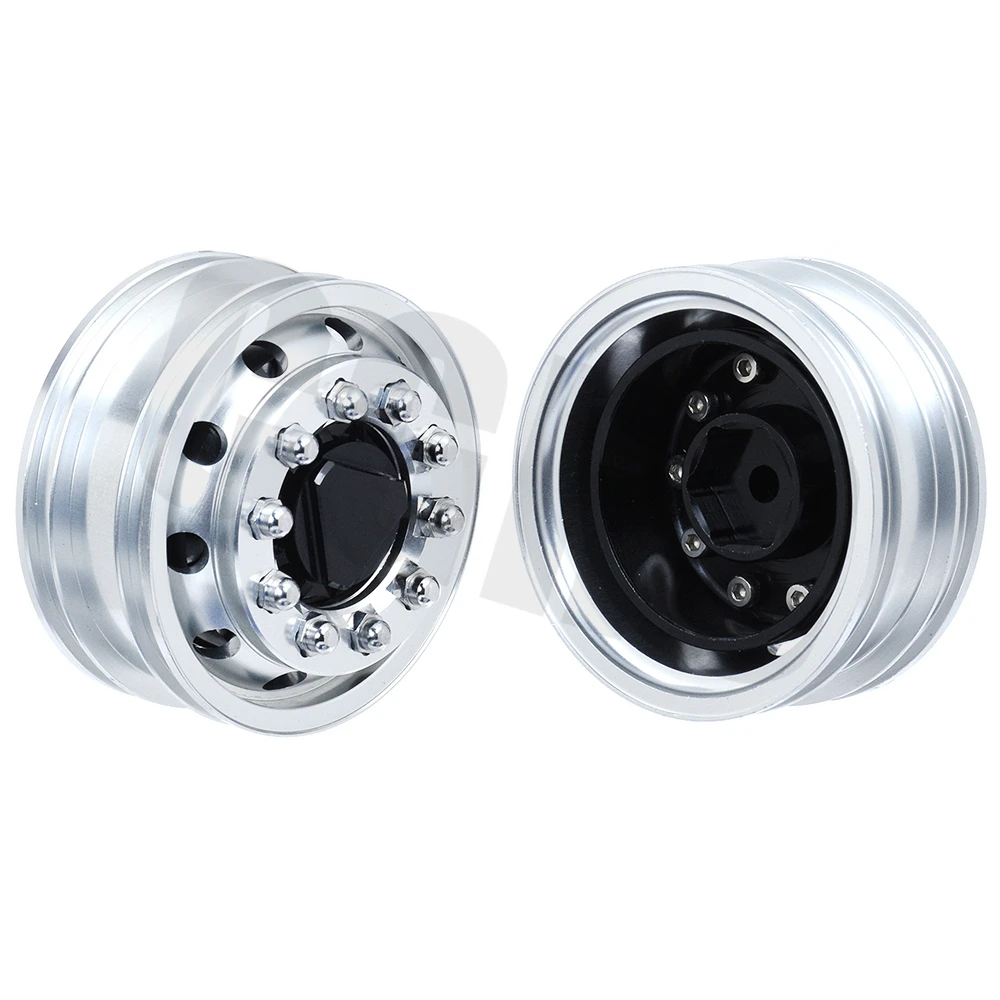 Front Hexagon 2pcs 2 шт. высокое качество CNC металлический сплав переднее заднее колесо ступицы обод для 1/14 Tamiya RC автомобиль Буксировочный прицеп грузовик Man Scania - Цвет: Front Hexagon 2pcs