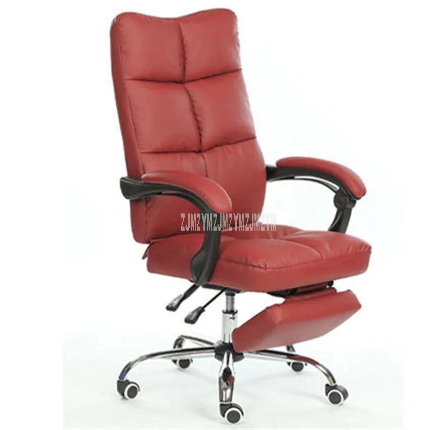 Wine red Откидывающееся компьютерное кресло с подставкой для ног, экологическое кресло из искусственной кожи, регулируемое по высоте, офисное кресло для менеджера, вращающееся эргономичное кресло - Цвет: Wine red