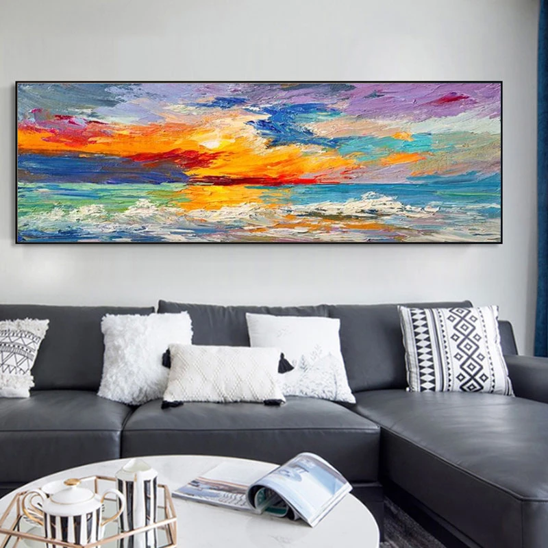 

Abstract Modern Seascape on Canvas Oil Paintings Wall Art Posters and Prints Wall Art Pictures for Liivng Room Home Decoration