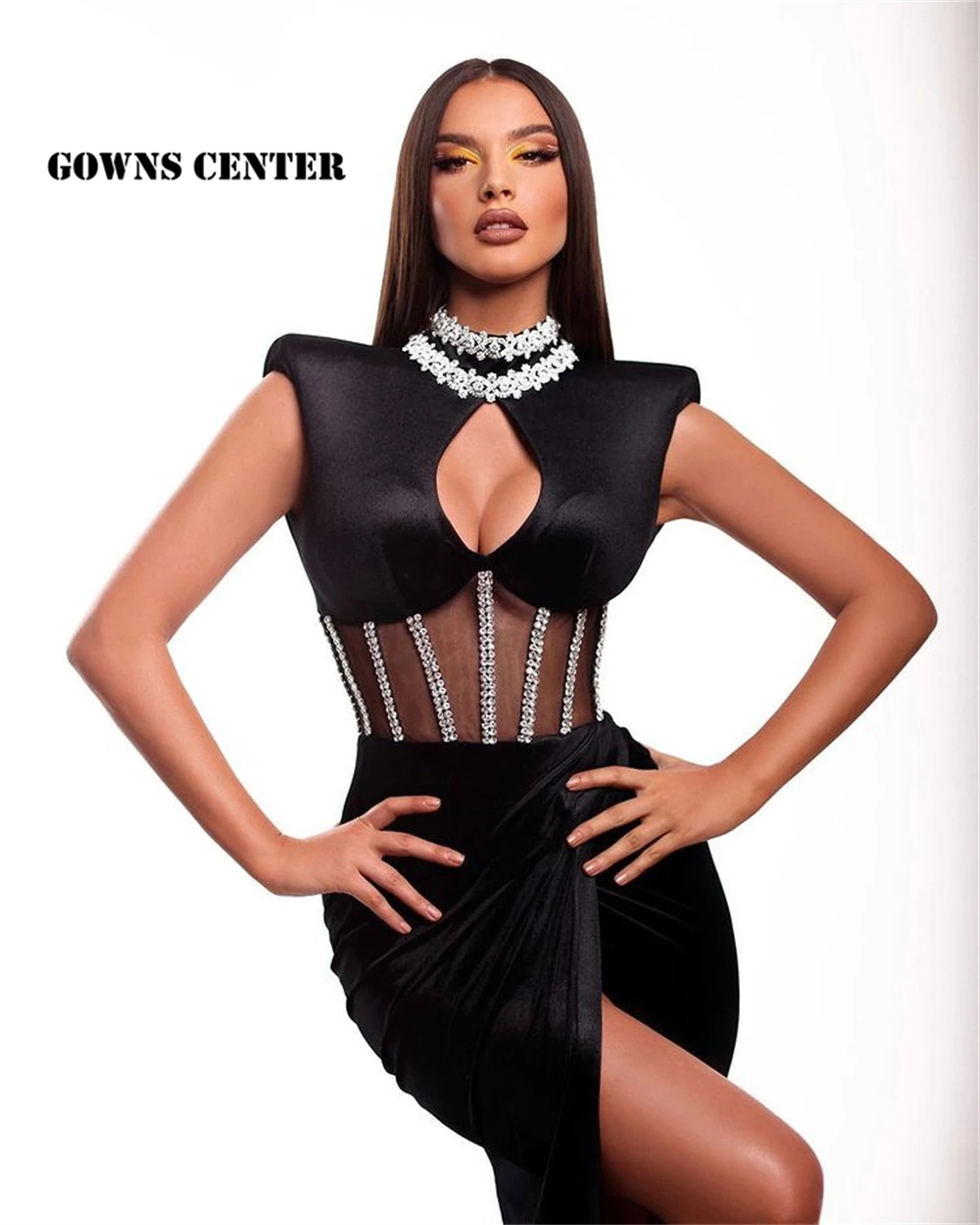 

Long Prom Dresses 2022 Beaded Formal Dress Women Elegant Black Evening Gown robe de soirée femme