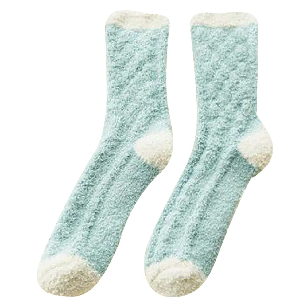 Calcetines de invierno женские толстые флисовая тапочка кораллового цвета Нескользящие