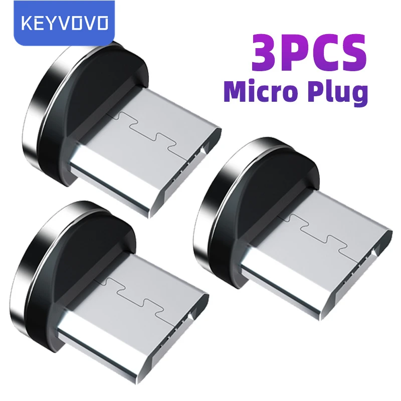 Магнитный штекер 3/1 шт. 2-контактный адаптер для зарядного кабеля Micro USB Type-C