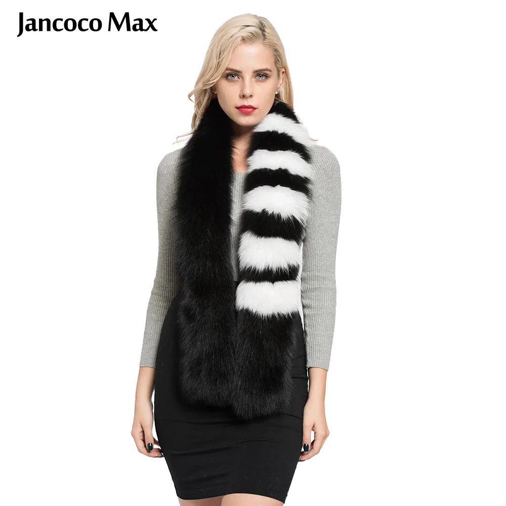 Jancoco Max Леди Мода Стиль натуральным лисьим мехом длинный шарф на весну и зиму