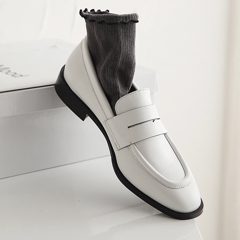 Туфли женские оксфорды натуральная кожа плоская подошва лоферы элегантные и
