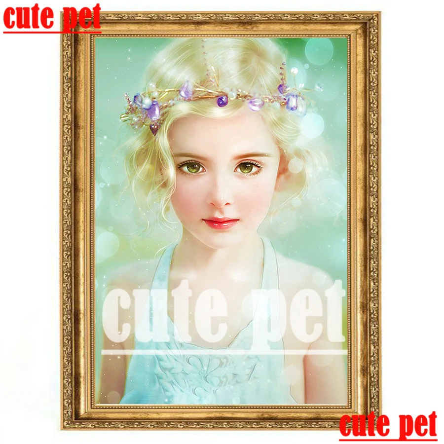 

Алмазная мозаика для творчества Pretty little girl, полностью квадратные алмазы из смолы 100%, подарок, 5d алмазная вышивка, вышивка крестиком, алмазна...