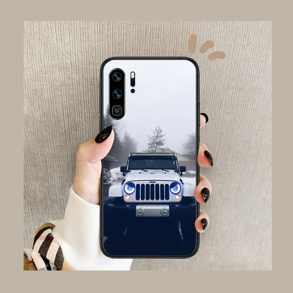

jeeps car cool SUV Phone Case Cover Hull For Huawei P8 P9 P10 P20 P30 P40 Lite Pro Plus smart Z 2019 black Waterproof Tpu Back