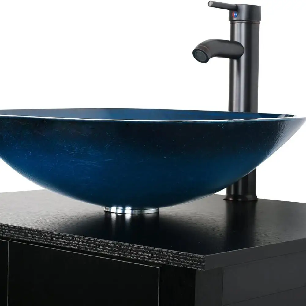 Квадратная раковина Ocean Blue для ванной комнаты художественная из закаленного