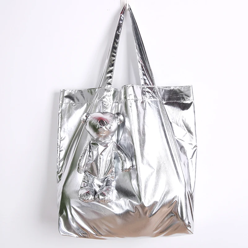 

Silver Coated Bear Cotton filling Waterproof Tote High-Quality Reusable grocery High capacity Cotton bag Shopping Bag