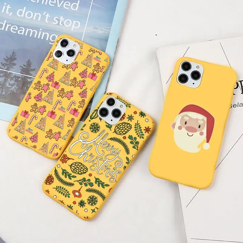 

Merry Christmas Santa Claus Phone Case Candy Color for iPhone 6 7 8 11 12 s mini pro X XS XR MAX Plus