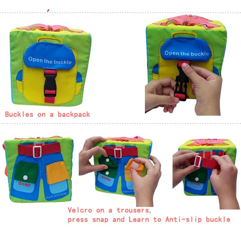

Basic Skills Board Developmental Puzzle Toys, Practice Fine Motor Skills - Zip, Snap, Button, Buckle, Lace,Tie for Kids Baby