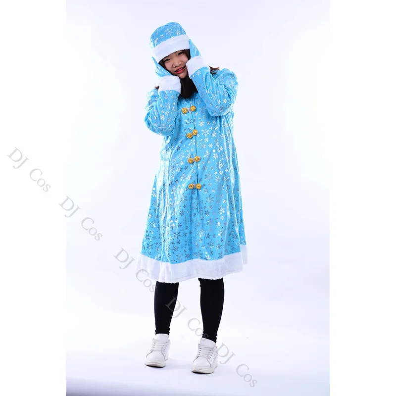 Костюм Санта Клауса Рождественский косплей голубой наряд Снежная