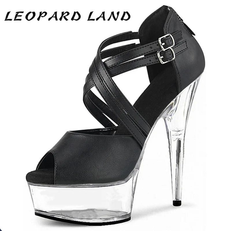 

Leopard Land 13CM Fish Toe Sandals Stiletto 20CM Pole Dancing High Heels Nightclub Transparent Platform Shoes Woman Sandals LYP