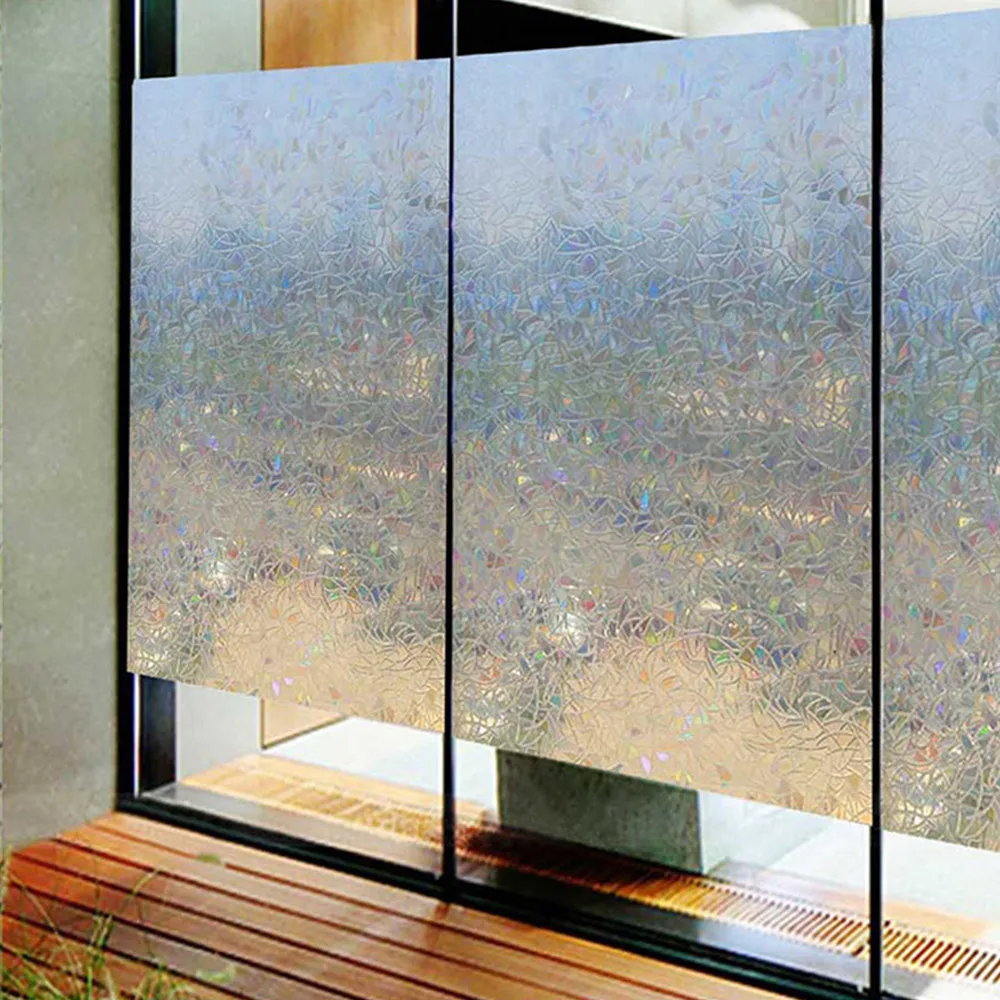 

3D Crescent PVC Refraction Colorful Static Glass Sticker No Glue Window Film Glass Stickers Home Decor Mixed Color Bedroom