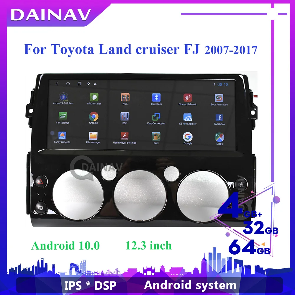 

Автомагнитола 2 din на Android 10,0 с сенсорным экраном, GPS, радио, стерео для Toyota Land cruiser FJ 2007 2008 2009-2017, автомобильная аудиосистема, мультимедийный пл...