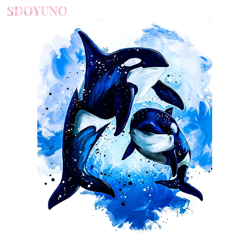 

Картина маслом по номерам SDOYUNO, набор для взрослых, китов, животных, ручная роспись акриловыми фотографиями, для домашнего декора