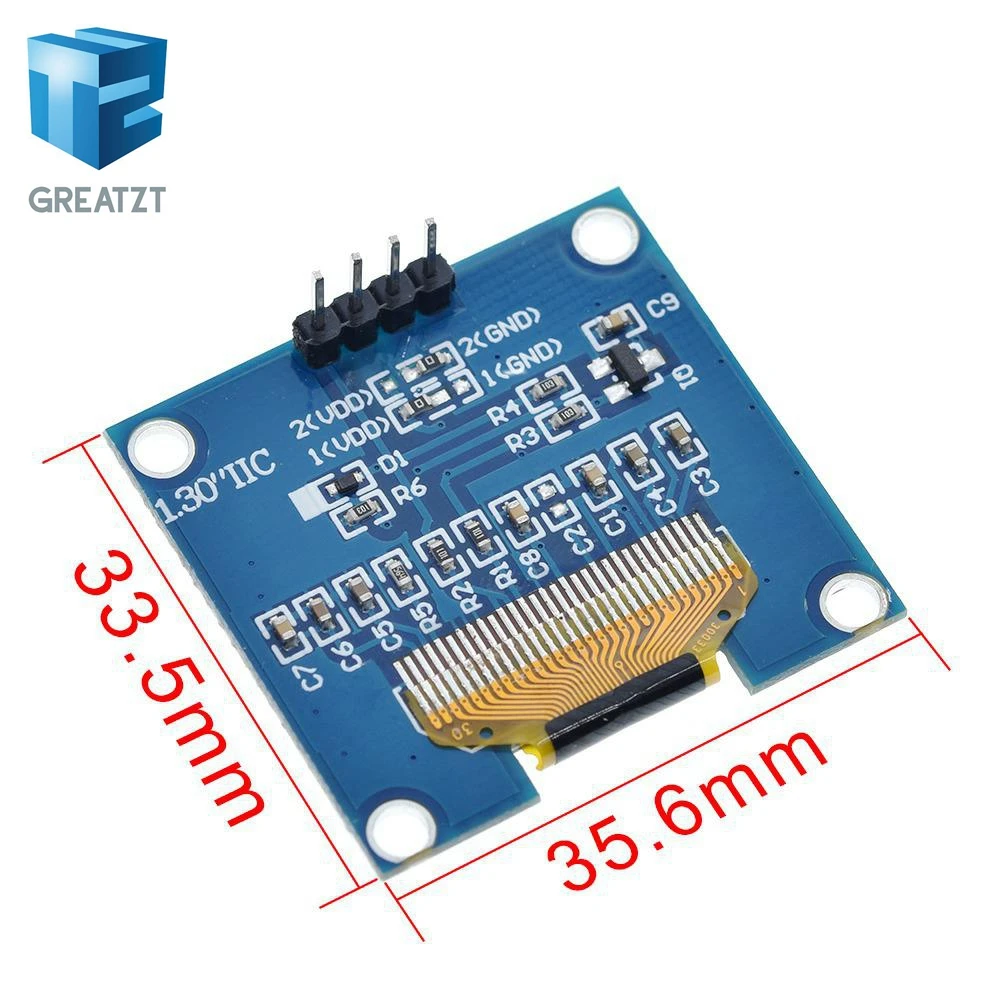 GREATZT 1 шт. 4PIN 1," O светодиодный модуль белый/синий цвет 128X64 1,3 дюймов O светодиодный ЖК-дисплей светодиодный Дисплей модуль 1,3" IIC I2C общаться