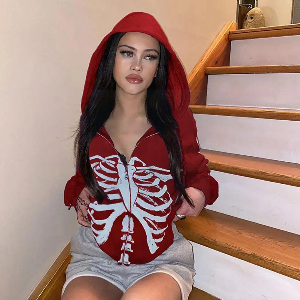 

Y2k Gothic Autumn Sweatshirt Oversized Hoodie Women Long Vintage E-harajuku Top Grunge Coat Clothes Female Zip Sleeve Up 90 X1w3