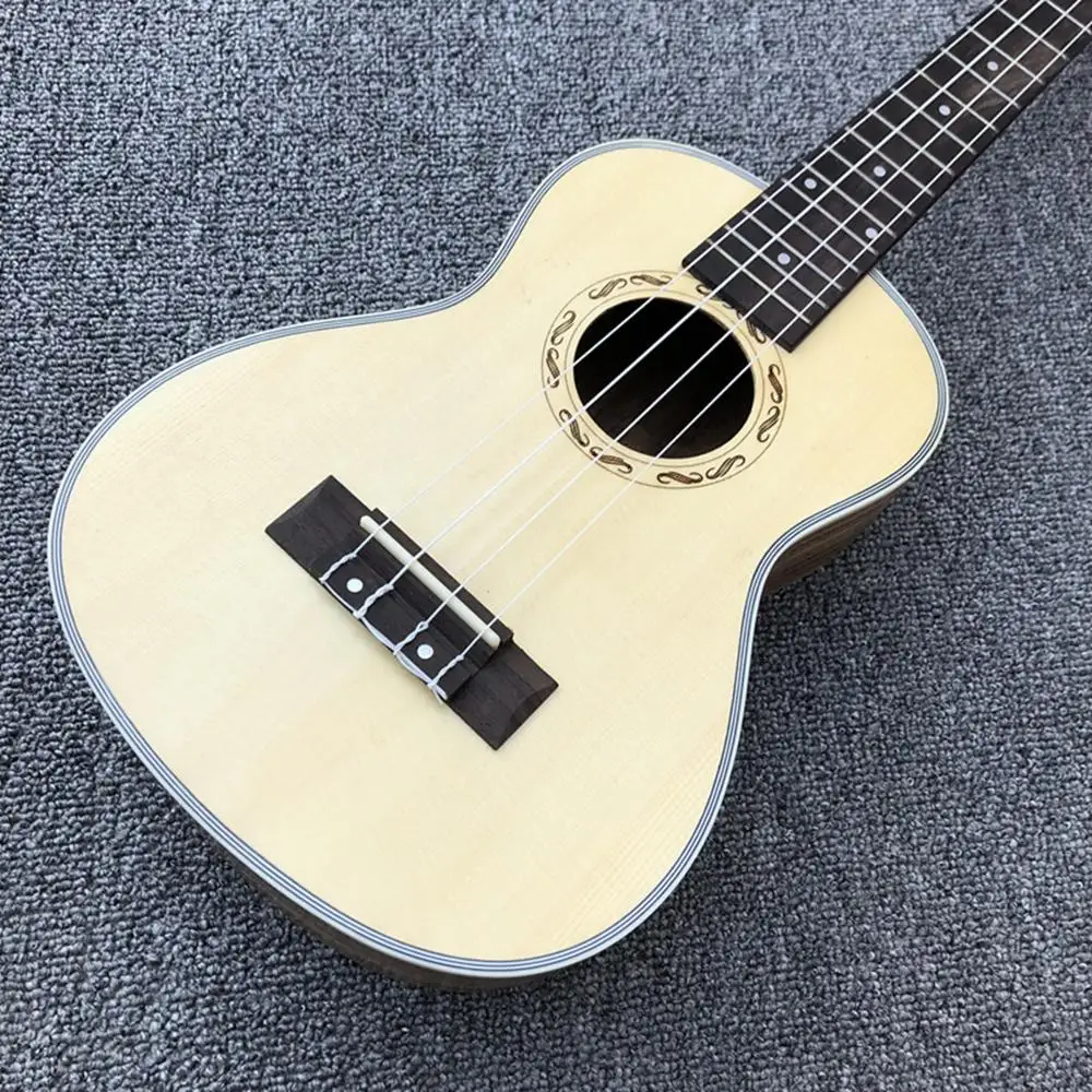 

IN stock,Good quaity 24 inch 4 strings ukulele,spruce top,ebony fretboard,acoustic guitar for child,zebra wood back and side,Fre