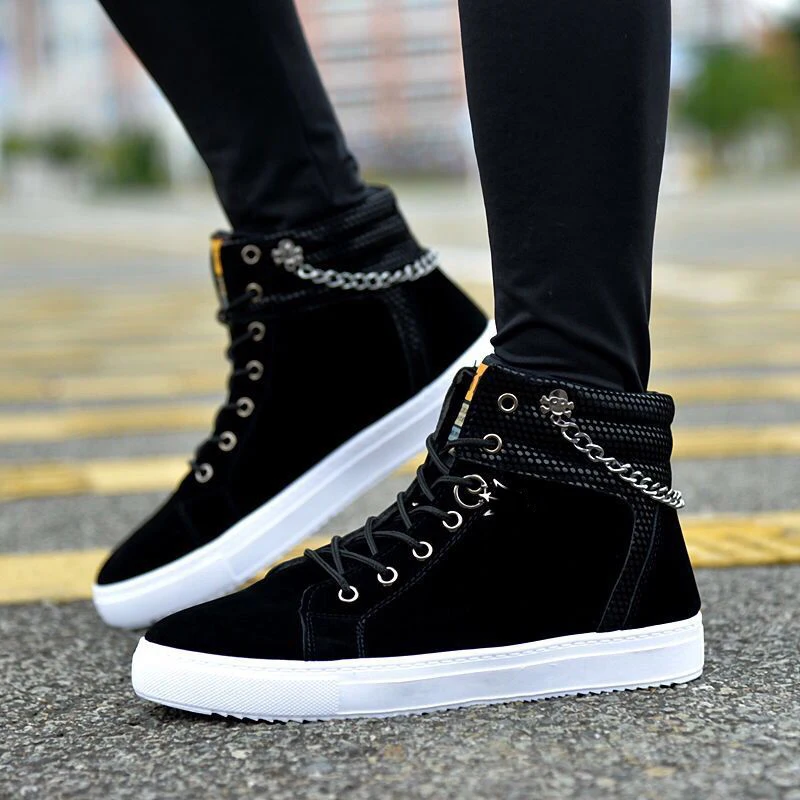 

Brand Men's Sneakers Men Leather High-Top Skateboarding Shoes Male Fashion Non-Slip Sport Shoes Mens Footwear