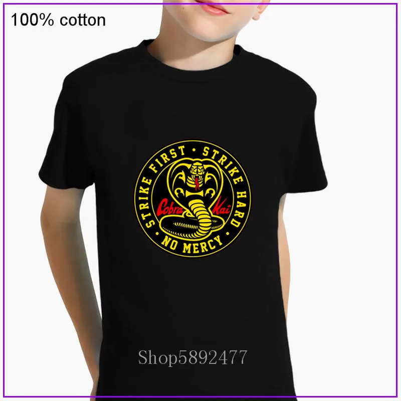 2020 Кобра Кай Детская футболка змея король нет милосердия Страйк для мальчиков и