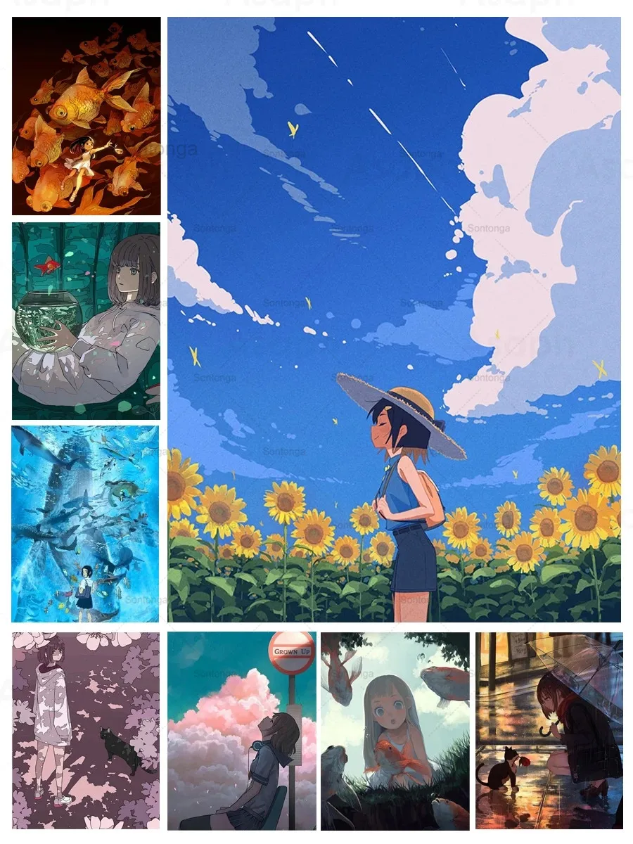 

Anime Cartoon Scene Diy 5D Diamond Painting Full Square and Round Embroidery Mosaic Cross Stitch Wall Art Handmade Home Decor