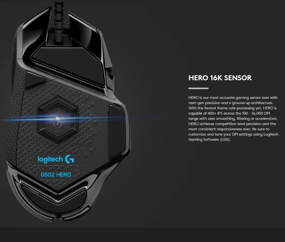 Logitech G502 HERO/G402 высокопроизводительная игровая мышь двигатель с 16000 dpi Программируемый настраиваемый LIGHTSYNC RGB для мыши геймера